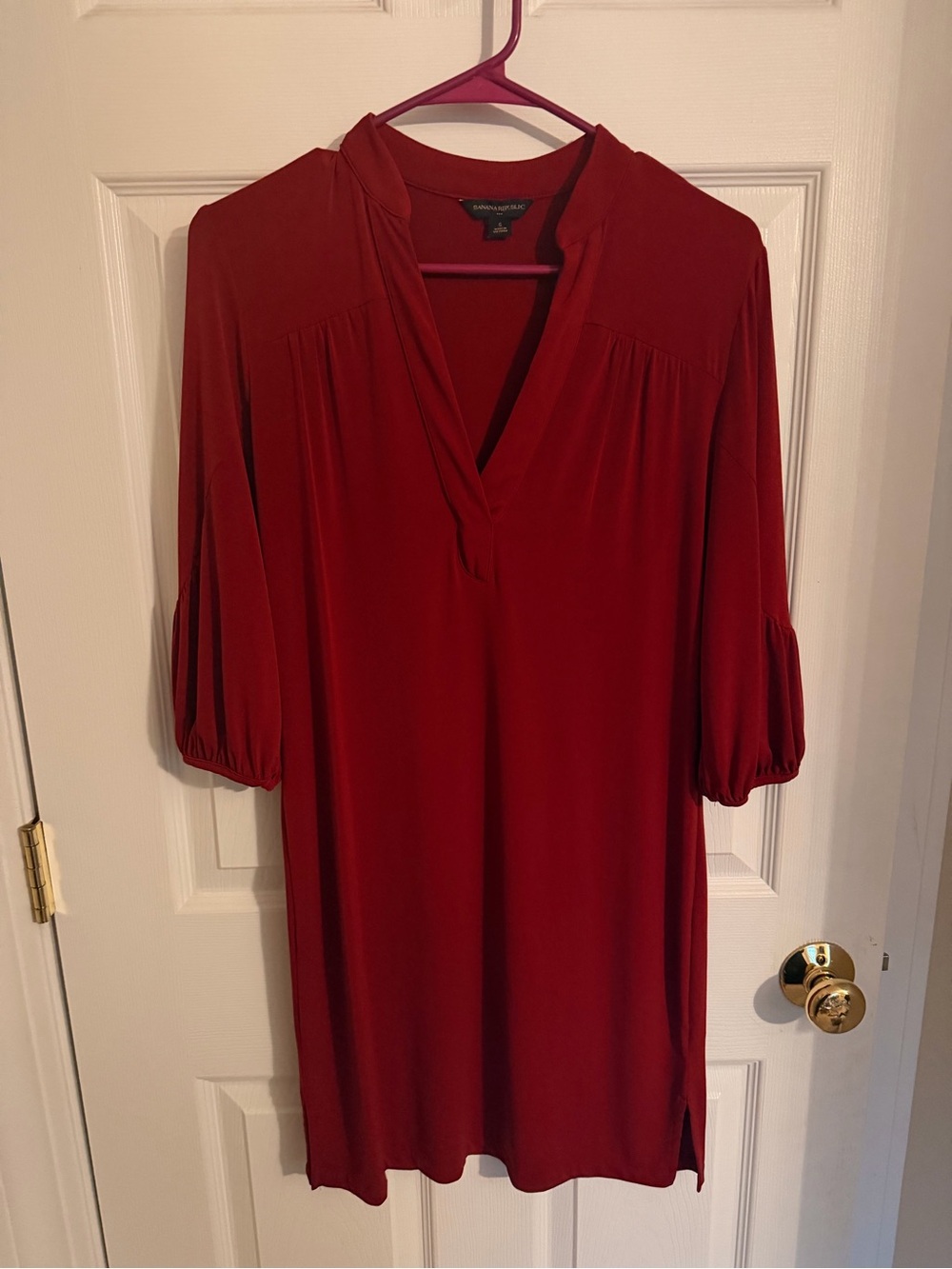 Banana Republic Crimson V-Neck Midi Dress